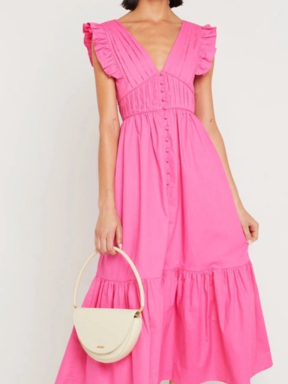 Women's Pink Ruffle Midi Skirt